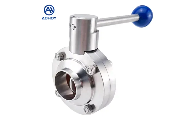 Aohoy Hygienic Food Grade Sms Oem Wholesale Sanitary Ss 304 316 Butt Weld End Pull Handle Manual Type Butterfly Valve Fa