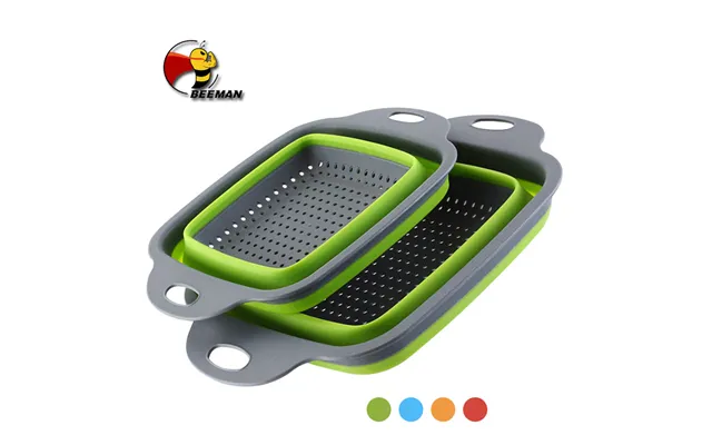 Beeman Kitchen Foldable Collapsible Folding Fruit Water Filter Silicone Sink Strainer Colander Drain Basket