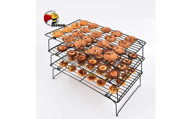 Beeman Non-stick Coating 3 Tier Collapsible Bakery Cookie Cake Bread Baking Cooling Wire Rack