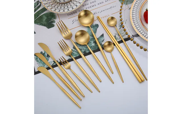 Best Selling Titanium Plated Tableware Stainless Steel Gold Cutlery Modem Gold Flatware