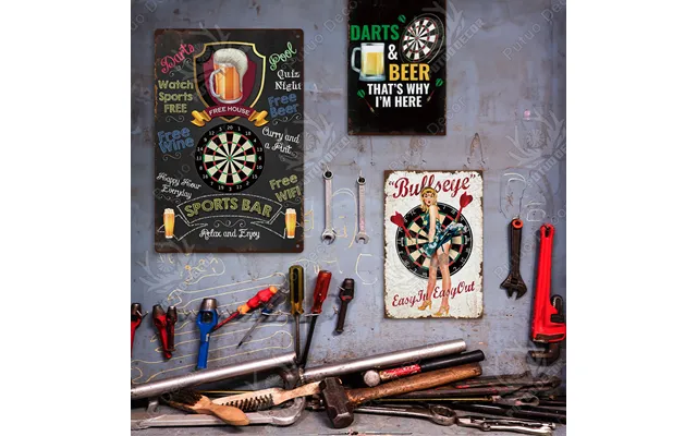 Billiards Metal Printing Plate Sign Darts Vintage Tin Sign Man Cave Bar Pub Decor Vintage Metal Sign