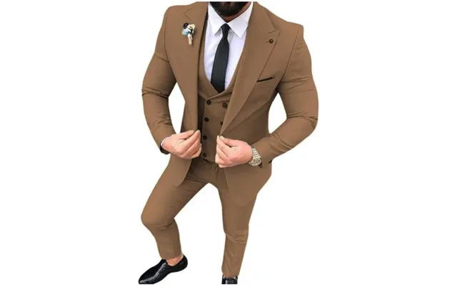 Brown Fashion Men's Suit Business Slim Single Breasted Wedding Banquet Formal Tuxedo Three Piece Jacket Vest Pants