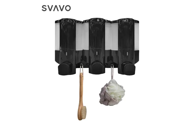 Cheap Price Hotel Shower Soap Dispenser Manual Pump Plastic Black Triple Wall Mounted Shampoo Conditioner Shower Gel Dis