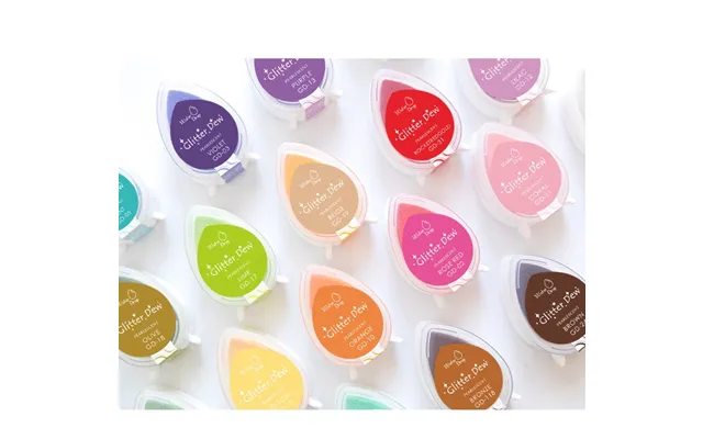 Cheapest Domestic Water-drop Shaped Pearlescent Color Ink Pad Of 24 Glitter Colours