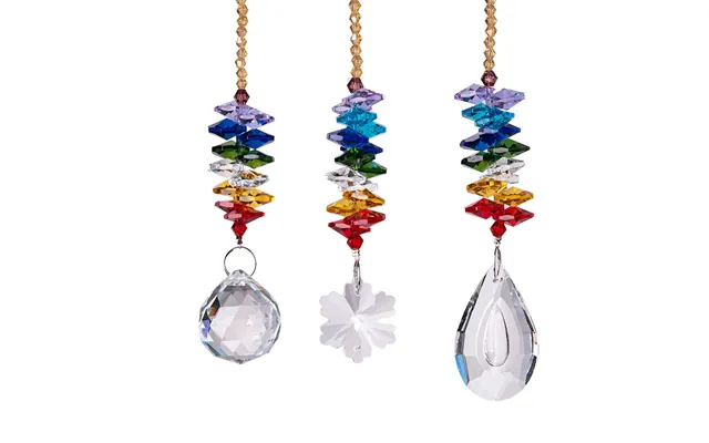 Colorful Crystals Pendants Chandelier Prisms Hanging Ornament Octogon Chakra For Home Office Garden Decoration