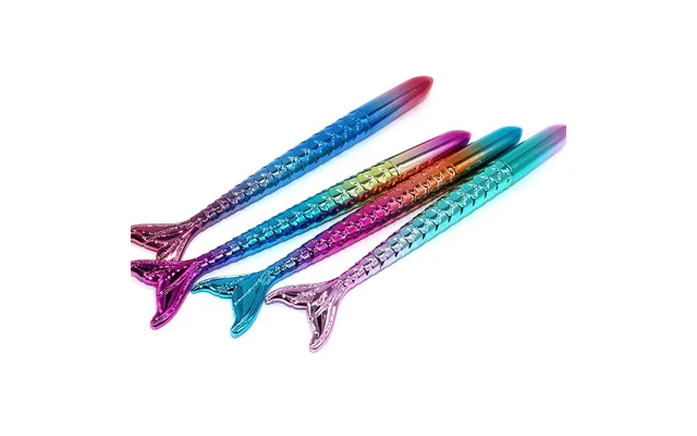 Colorful Shiny Fish Tail Office Stationery Gift Pen Rainbow Color Body Cartoon Mermaid Tail Gel Ink Pen For Kids