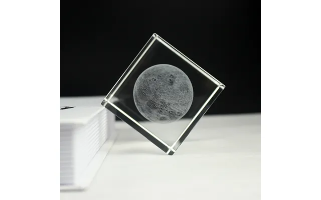 Crystal Glass 3d Moon Cube Paperweights Clear Feng Shui Figurines Miniatures Business Gifts