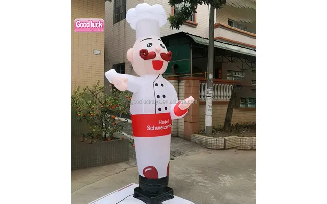Custom 3m High Inflatable Waving Sky Dancer Chef Cook New Design 1 Leg Waving Arms For Restaurant & Shop Advertising