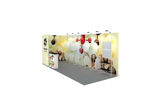 Custom Design Aluminum Tube 10x20ft Promotional Events Hanging Shelf Clothing Apparel Display Quality Exhibition Booth