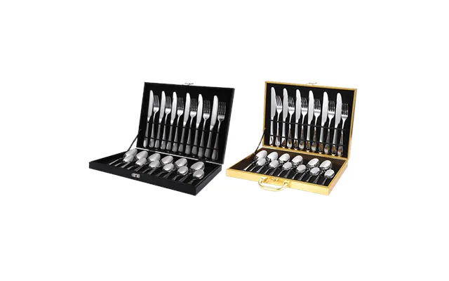 Custom Logo Luxury Wedding Flatware Set Restaurant 24pcs Stainless Steel Cutlery Set With Case