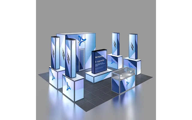 Custom Modular Aluminum 20x20 Led Backlit Display Booth New Design Portable Expo Fair Modern Exhibition Dye Sublimation