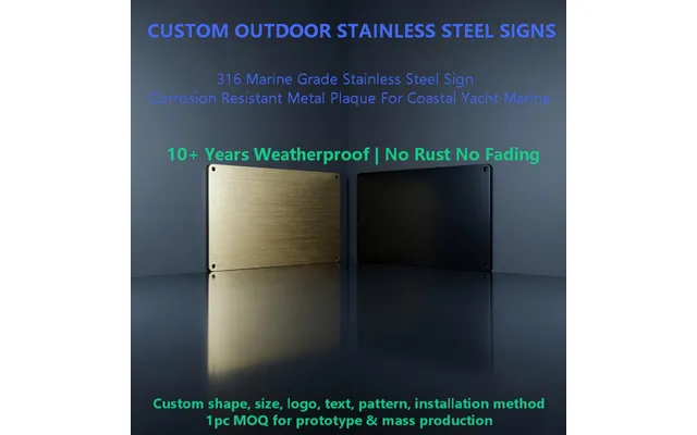 Custom Outdoor 316 316l Stainless Steel Sign Weatherproof Corrosion Resistant 720h Salt Spray Tested Nameplates Custom L