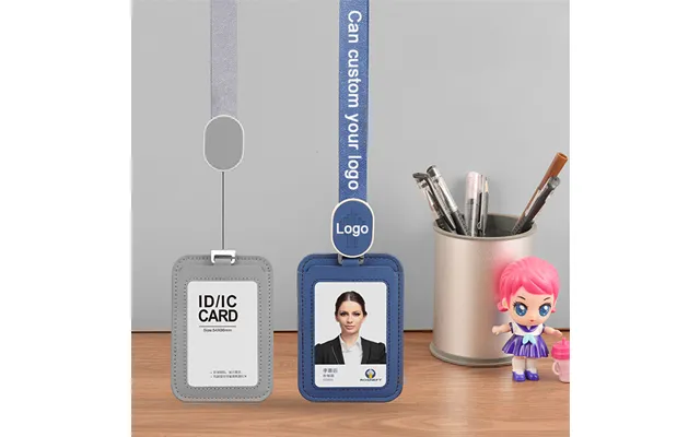 Custom Retractable Staff Badge Cover Lanyard With Id Card Badge Holder Pu Leather Lanyard Card Holder