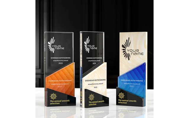 Custom Trophies Company Annual Meeting Souvenir Marble Trophy Crystal Glass Award