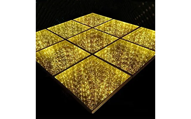Customized 50x50 Wire Conneted Mono Color 3d Mirror Stage Floors Golden Diy Led Portable Dance Floor For Wedding Party
