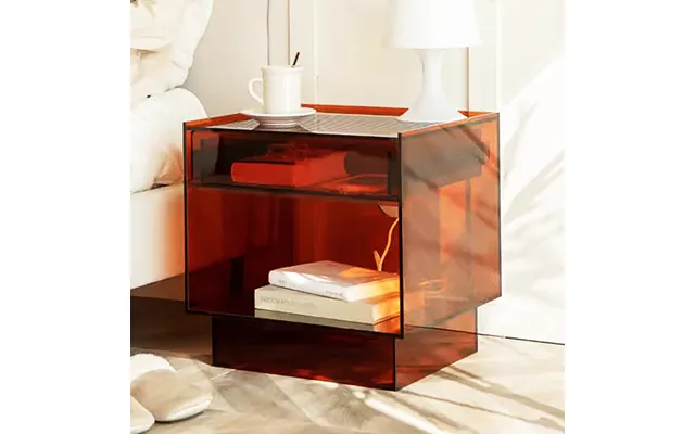 Customized Any Color Acrylic Bedside Table With Rechargeable Led Lamp 1 Drawer Modern Design For Bedroom Furniture & Hot