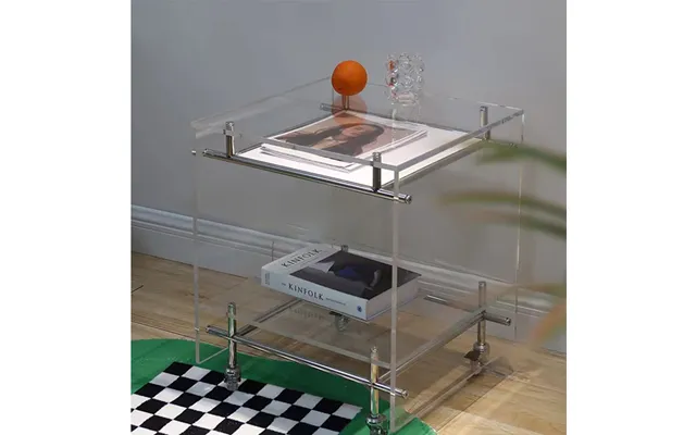 Customized Clear Acrylic Multifunctional Side Table For Living Room Bedroom Modern Mobile Bedside Furniture For Apartmen