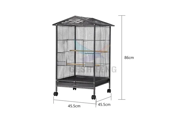 Customized Size Black Metal Wire Large Breeding Bird Parrot Cages With Wheels