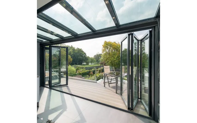 D-top Shenzhen 2023 Steel Aluminum Folding Door With Soundproof For Exterior Australian Standards Folding Glass For Hous