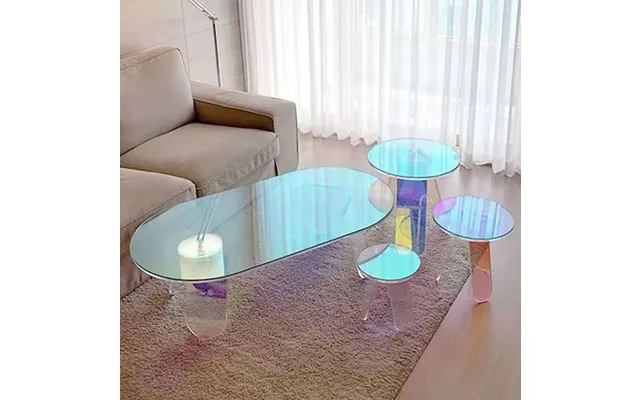 Designer Transparent Acrylic Side Table Colorful Rainbow Clear Iridescent Art Piece Coffee Dining Room Furniture Made Me