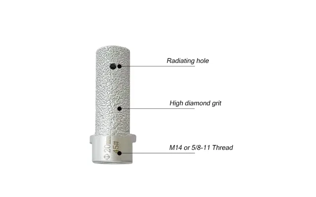 Deyi 20mm M14 Thread Vacuum Brazed Diamond Finger Router Bit Drill Bits For Milling Cuter Enlarging Holes Tile Porcelain