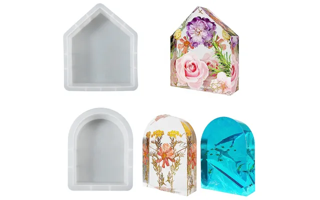 Dm480 Diy Geometric Cube Night Light Bookend Mould Crystal House Arch Shape Specimen Silicone Mold For Flowers Preservat