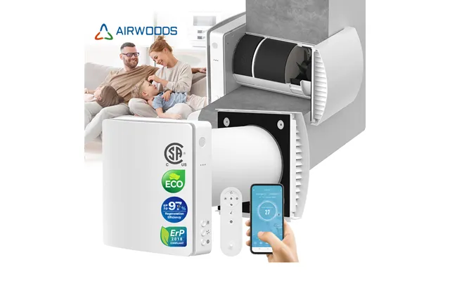 Ductless Wall-mounted Erv Ventilation System With Enthalpy Heat Exchanger Up To 97% Efficiency Energy Saving Modern Desi