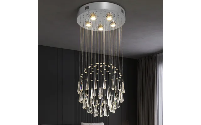 Duplex Building Droplight Villa Loft Apartment High Hollow Light Luxury Crystal Chandelier Pendant Light