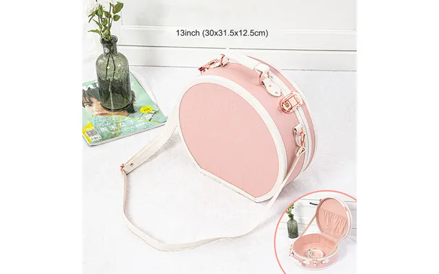Embossed Pink 13inch Vintage Carry On Suitcase Small Pu Leather Train Case With Metal Snap For Women