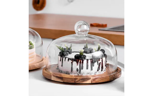 European-style Creative Home Cake Tray Glass Cover Eco-friendly Wooden Rotating Baking Production Table Creative Wooden 