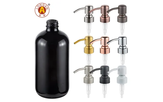 Factory Custom 12 Oz Clear Plastic Pump Bottle Hotel 24 410 Metal Soap Lotion Rose Gold Pump With Rose Gold Pump Lid