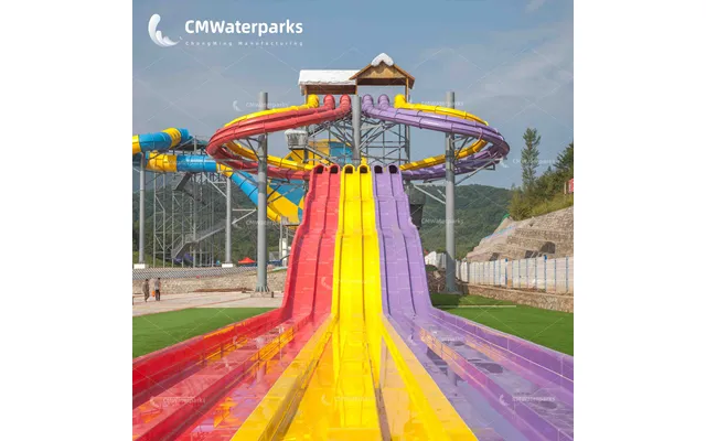 Factory Customized 6-lane Parallel Fiberglass Water Slides For Sale Cheap