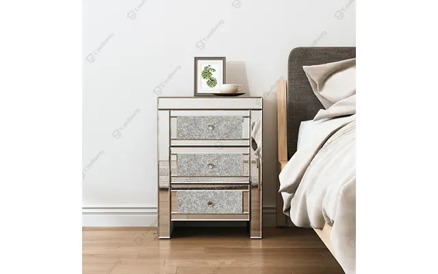 Fast Delivery Free Shipping Mirrored Bedroom Furniture Modern 3 Drawers Silver Diamond Bedside Table Luxury Nightstands