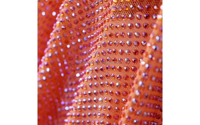 Fb001 Glass Lace Crystal Mesh Fabric 1mm Spacing Bling Crystal Dance Fabric Embroidery Netting Rhinestone Fabric