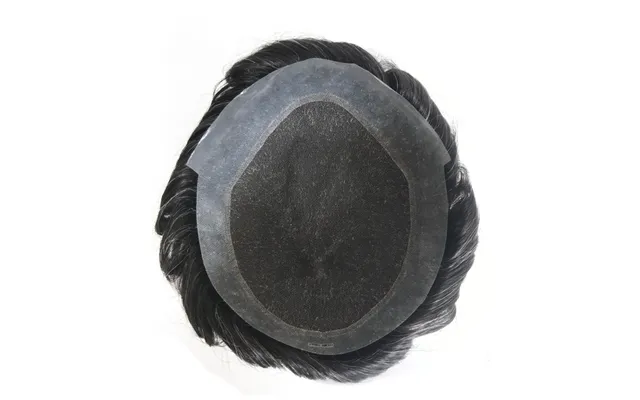 Gray Color Fine Swiss Lace Pu Skin Around Human Hair Hair Replacement System Men Toupee