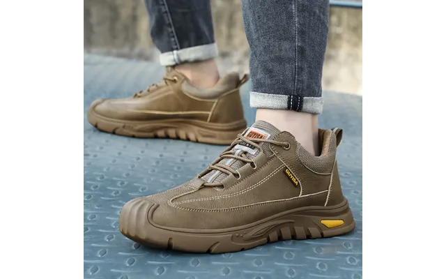Guyisa Comfortable Brown Work Safety Shoes Soft Outdoor Sports Steel Toe Non-slip Anti-smash For Factory Use In Summer A