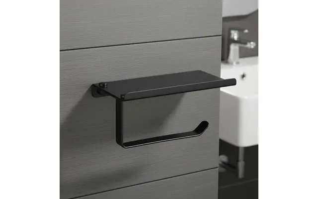 Hf 304 Stainless Steel Modern Hotel Bathroom Accessories Wall Mounted Matte Black Toilet Paper Roll Holders With Shelf