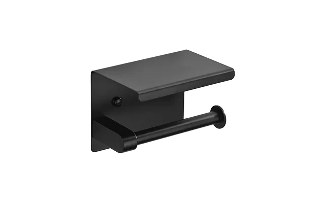Hf Wholesale Sus 304 Matte Black Toilet Paper Holder With Storage Shelf Hotel Bathroom Roll Dispenser Project Accessory