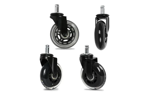 Hot Sale Adjustable Transparent Pu Silent Furniture Wheels Casters Office Swivel 3 Inch 75mm Black Roller Blade Chair Ca