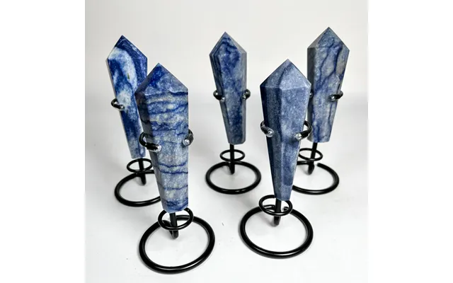 Hot Sale Natural Crystal Wand Blue Aventurine Sceptre Polished Blue Gem Stone Tower Point For Feng Shui Home Decoration