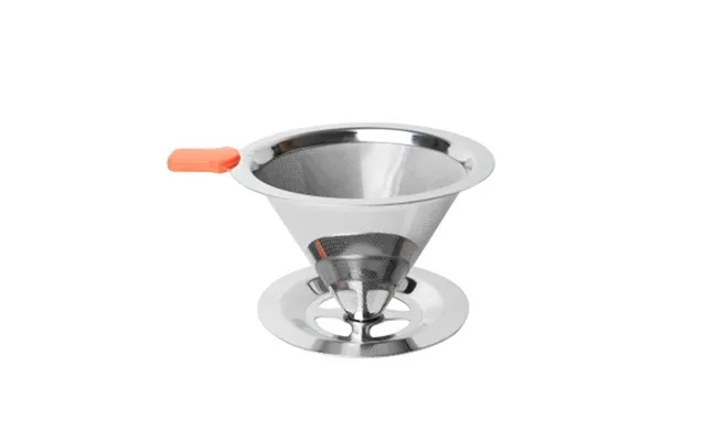 Hot Sale Reusable Eco-friendly Double Layer 304 Stainless Steel For Coffee Filter For Coffee Pot Hand Drip V Shaped Cone