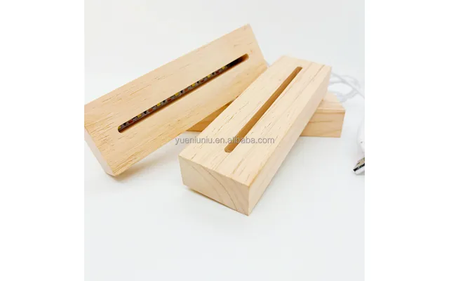 Hot Selling 5v Usb Cable Solid Wood Crafts Display Rectangular Wooden Base Led 3d Night Light Base Lamp Holders & Bases
