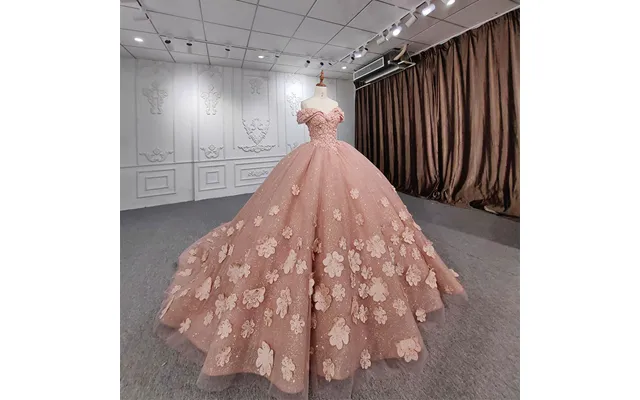 Jancember 9939 Pink Flower Off Shoulder Party Gowns Evening Prom Dresses