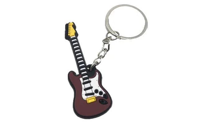 Jinwei Gift Cute Anime Musical Instrument Silicone Guitar Keychain Pvc Soft Pendant Small Gift Keychain Accessories