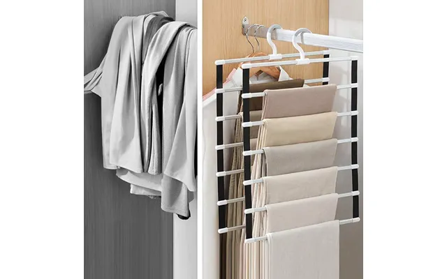 Joybos Single Tier Adjustable Aluminum Alloy Trousers Rack Silvery Color Multifunction Design Space Saving Wardrobe Stor