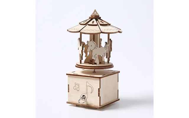 Kids Diy Wooden Jigsaw Puzzle Ferris Wheel Carousel Music Box House Model Educational Handmade Game For Promotional Toys