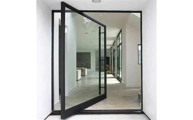 Large Modern French Pivot Entry Door Clear Low-e Insulated Glass Stainless Steel 360 Rotation For Soundproof Farmhouse