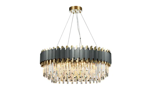 Led Art Deco Black Golden Stainless Steel Crystal Chandelier Hanging Lamp Lighting Lustre Pendant Lighting Fixture For F