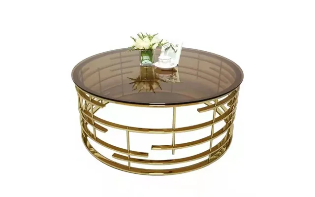 Luxury Living Room Furniture Gold Stainless Steel Base Stone Top Coffee Table Metal Sofa Side Table Set