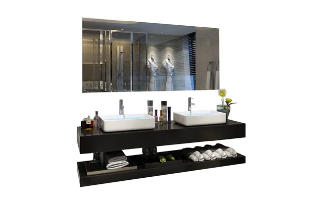 Luxury Modern Solid Wood Bathroom Vanity Cabinet With Wall-mounted Silver Mirror And Ceramic Sink
